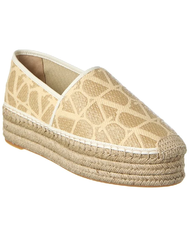 Valentino VLogo Canvas Platform Espadrille