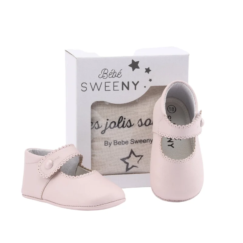 Baby Girls Pink Leather Pre-walker Shoes I Velcro Fastening Strap