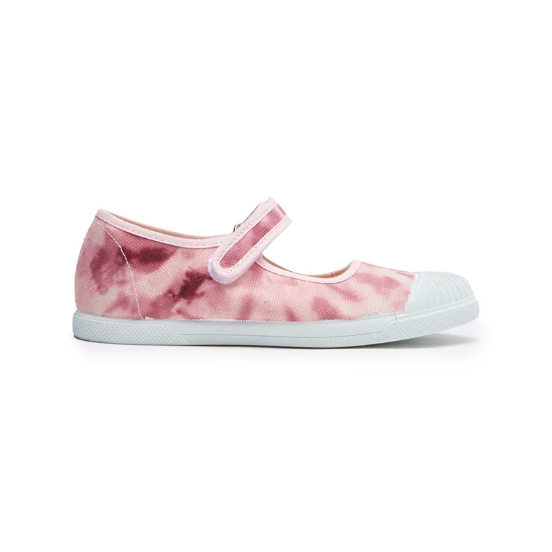 Canvas Mary Jane Sneakers In Tie Dye Pink