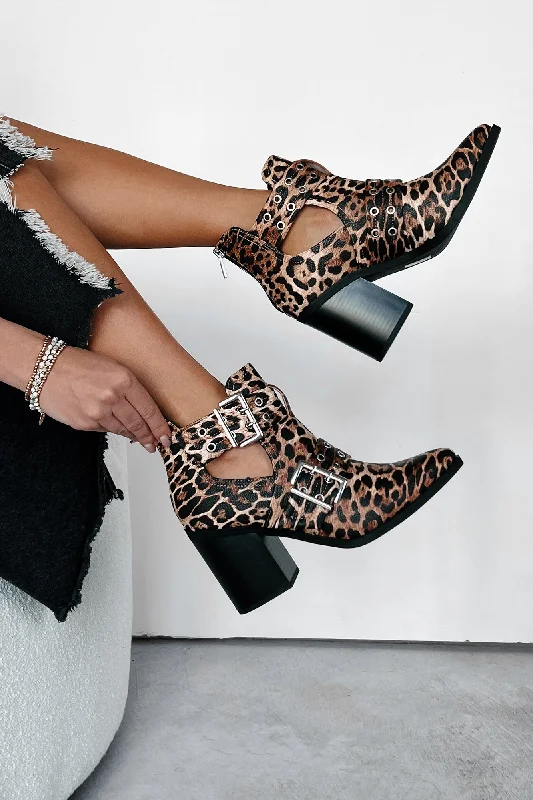 Fact Of Fashion Cut-Out Ankle Booties (Leopard)