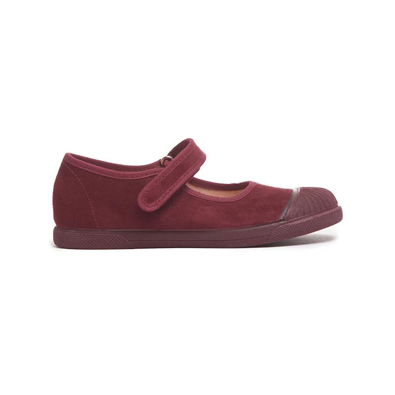 Suede Mary Jane Captoe Sneakers In Burgundy