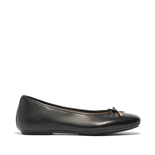 Delicato Bow Soft Leather Ballet Flat in Black