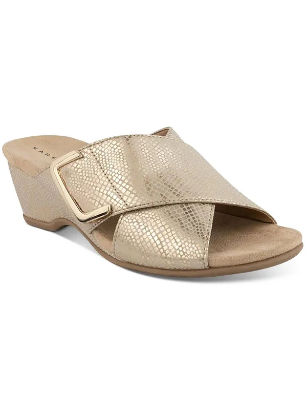 ELZAA Womens Slip On Open Toe Wedge Sandals