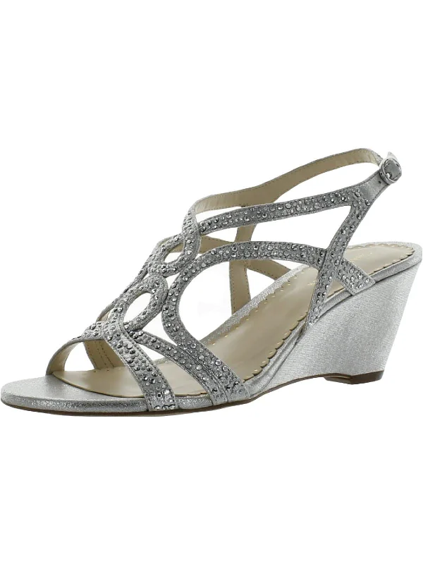 Kelsah Womens Metallic Embellished Wedges