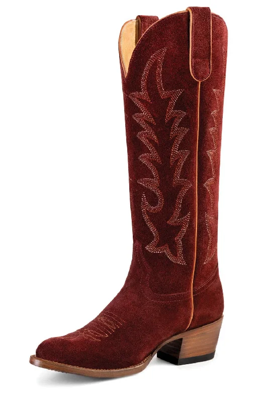 Macie Bean Womens Cabernet Cowgirl Red Suede Cowboy Boots