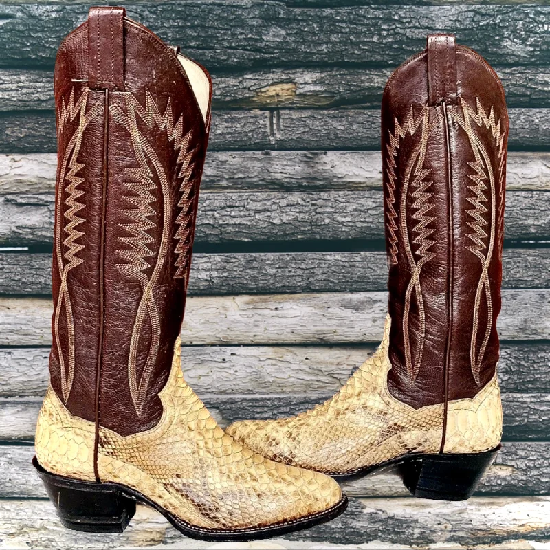 PANHANDLE SLIM Vintage Snakeskin Python Tall Cowgirl Cowboy Western Boots