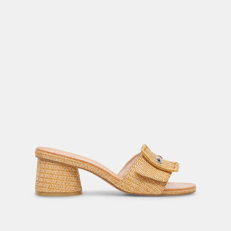 LUCEY HEELS WARM NATURAL RAFFIA