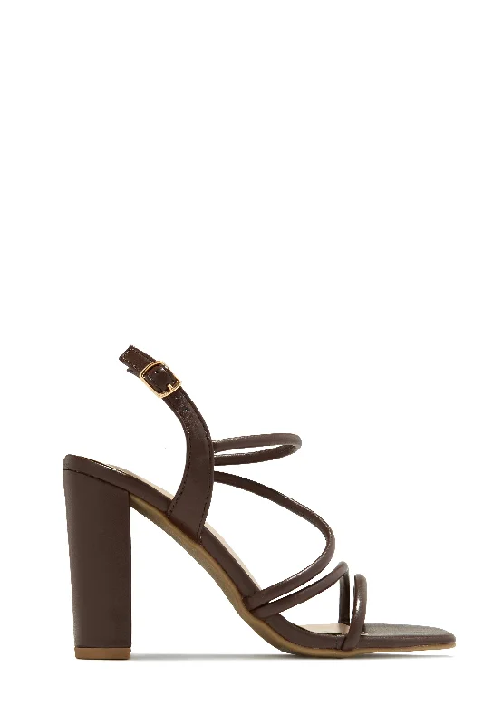 Victoria Block Heels - Brown