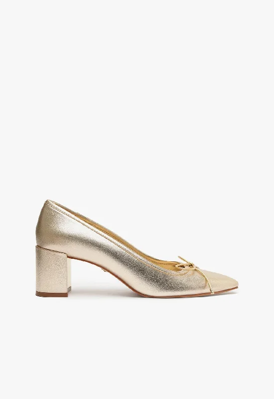 Arissa Block Metallic Leather Pump