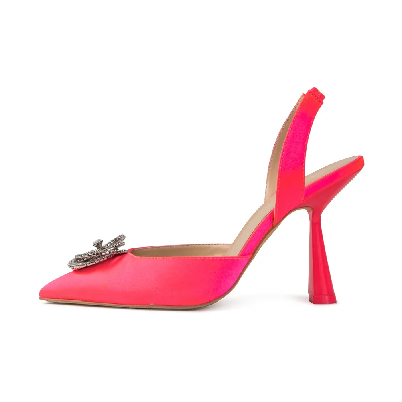 Eartha Hot Pink Satin Sling Backs